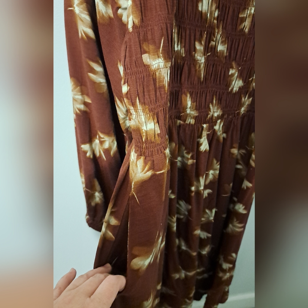 Ava & Viv Floral Burgundy/brown Midi Dress 1X - Picture 4 of 7